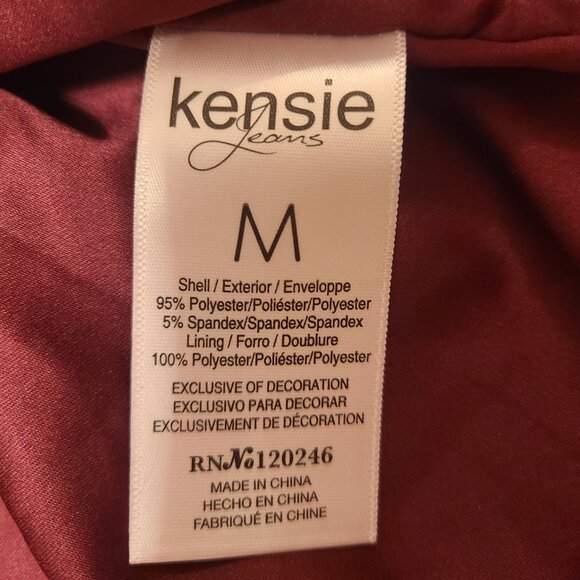 Kensie Jeans Crushed Burgundy Velvet Bomber Jacket - Women's Size Medium - Picture 12 of 15